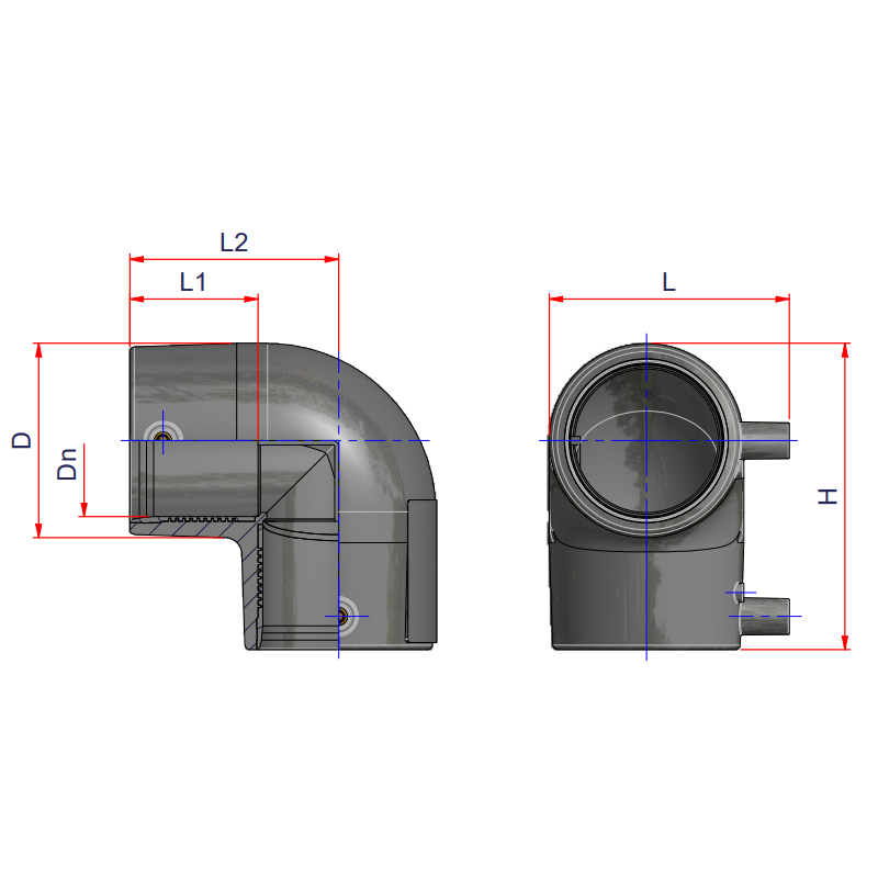 Gomito Elettrosaldabile A 90 Gradi Diametro 50mm Nupi 12EGEM050