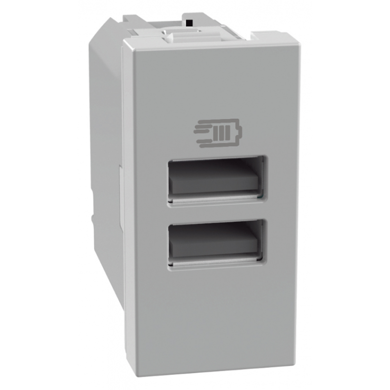 Caricatore con 2 porte USB Grigio 1 modulo serie MatixGo BTICINO JG4191AA