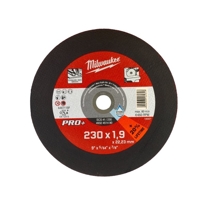 Disco da taglio sottile PRO+ per acciaio 230x1.9mm Milwaukee 4932451490