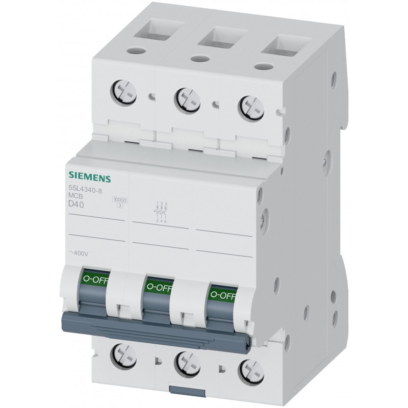 Interruttore magnetotermico 3 poli 10kA 40A D Siemens 5SL43408