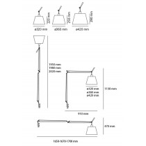 Corpo lampada LED in alluminio lucido 21W E27 Tolomeo Mega ARTEMIDE 0778010A Dimensioni