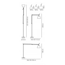 Base da pavimento con asta in alluminio lucido per Tolomeo Mega ARTEMIDE 0779010A Dimensioni