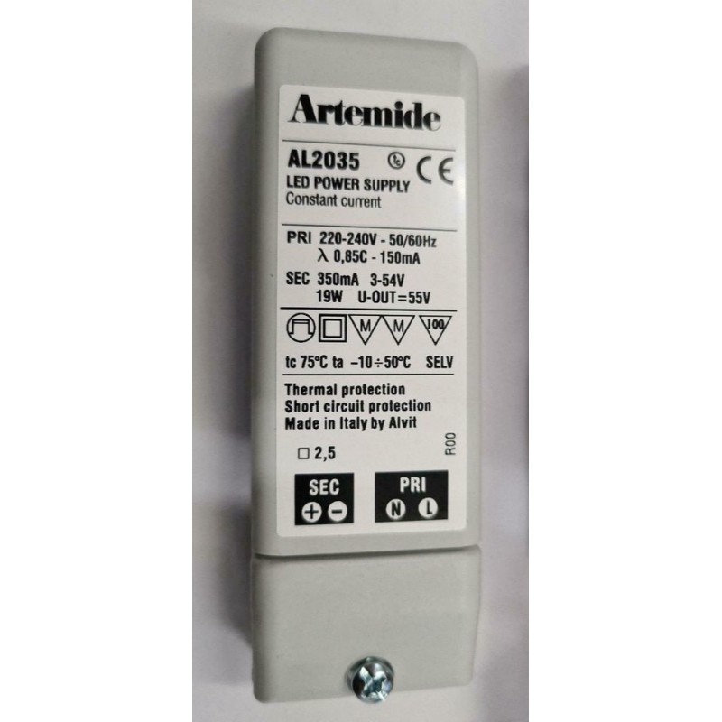 Alimentatore Led 350mA 19W SELV 220-240Vac IP20 Artemide M074600