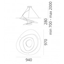 Lampada LED Bianca a sospensione in alluminio 11W R7s Pirce ARTEMIDE 1239010A Dimensioni