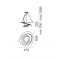 Lampada LED a sospensione in alluminio Bianca 44W 3000K Pirce Mini ARTEMIDE 1256110A Dimensioni