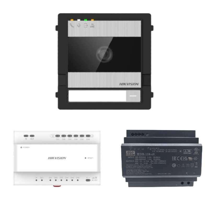 Kit posto esterno HD 2 fili con distributore e alimentatore Hikvision 305304924