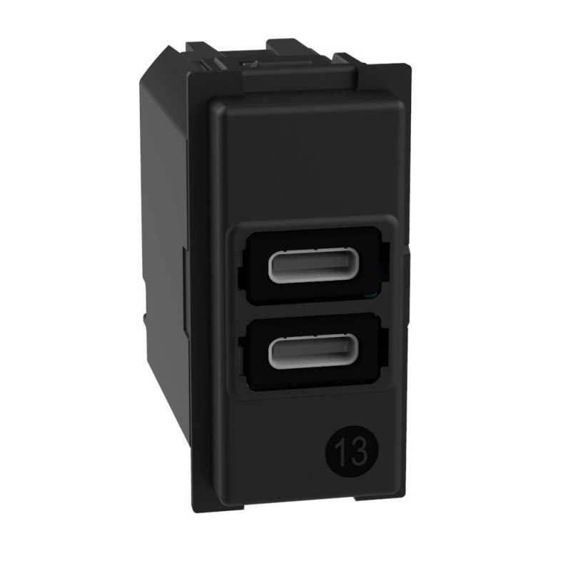 Caricatore USB con 2 porte di tipo C 15W 5Vdc 1 modulo BTicino Living Now K4191CC