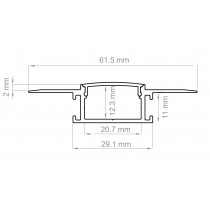 Dimensioni Kit profilo in alluminio taglio di luce Medio di 2 metri per strisce led Lampo PRKITTLMD