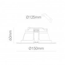 Riferimento dimensioni Apparecchio led da incasso 14W IP40 Bianco Beneito Faure 5019