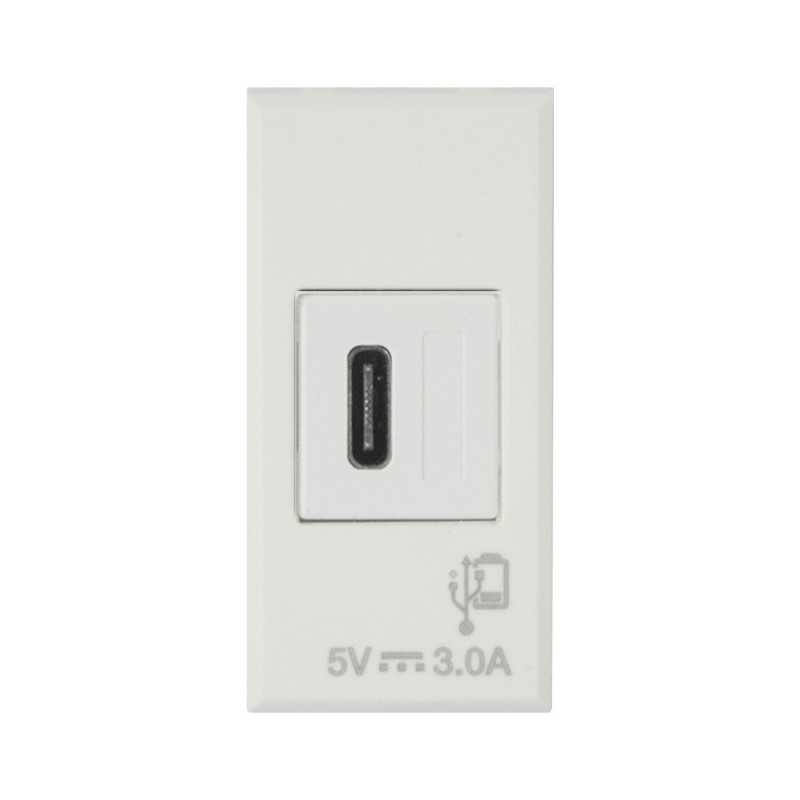 Caricatore USB Tipo C 3A 1 modulo Bianco Whitek S44 Ave 446082USBC